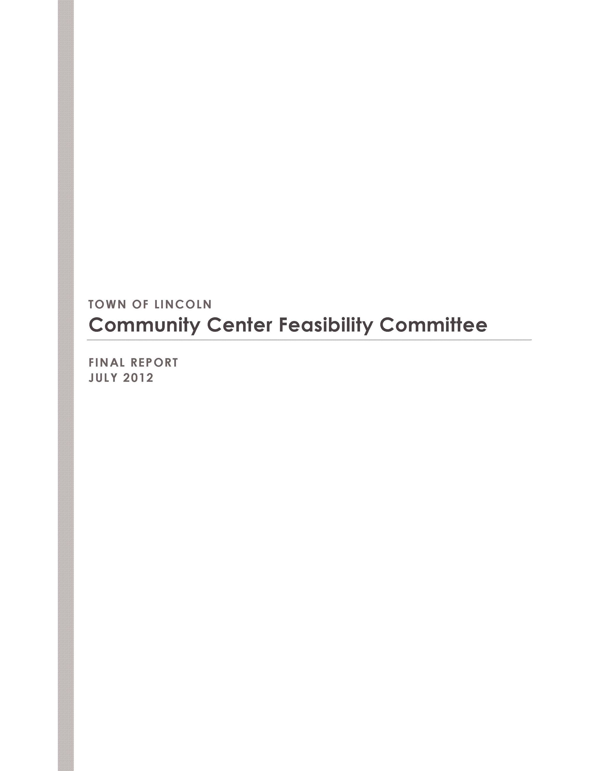 Community Center Feasibility Study Committee
