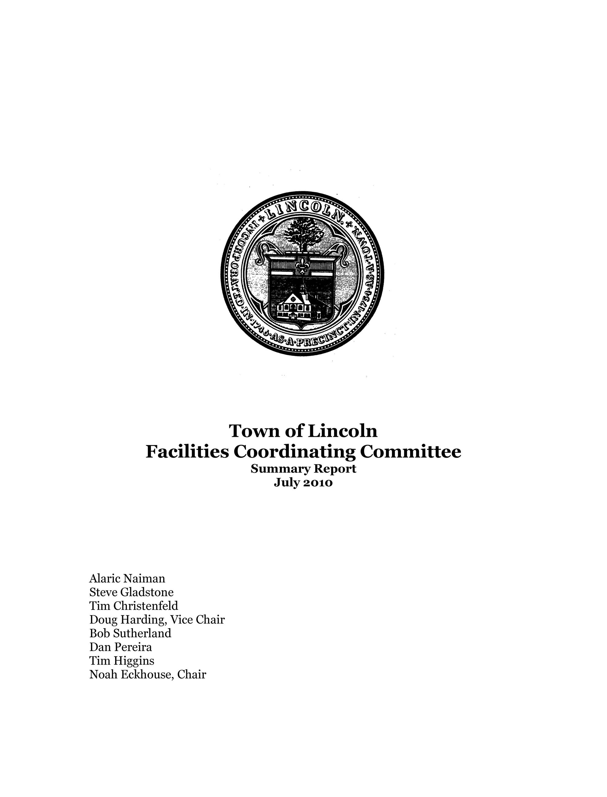 Town of Lincoln - FCC Committee Cover