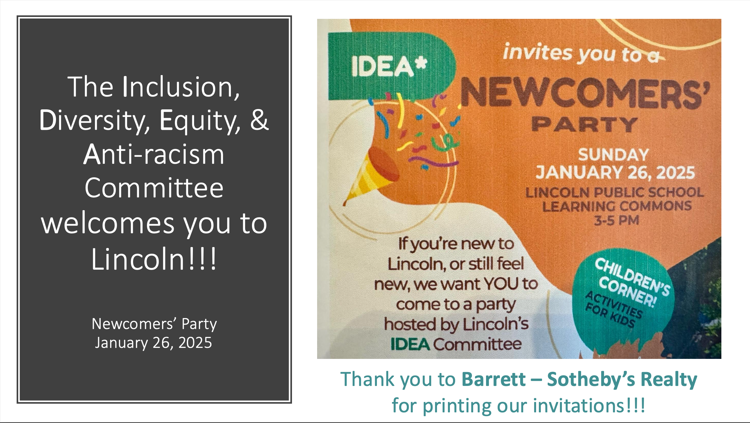 Newcomers Party Slide Show